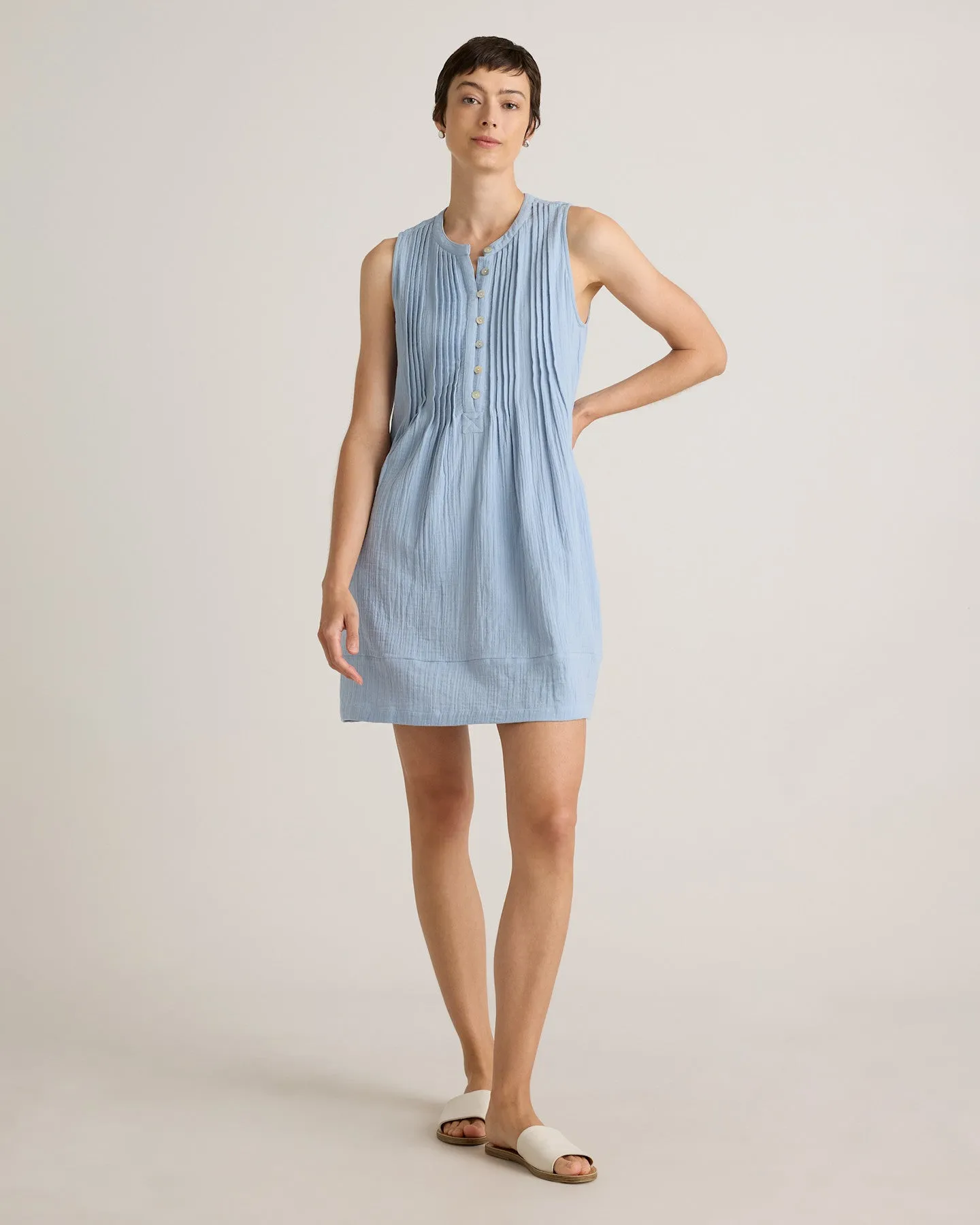 100% Organic Cotton Gauze Sleeveless Swing Dress