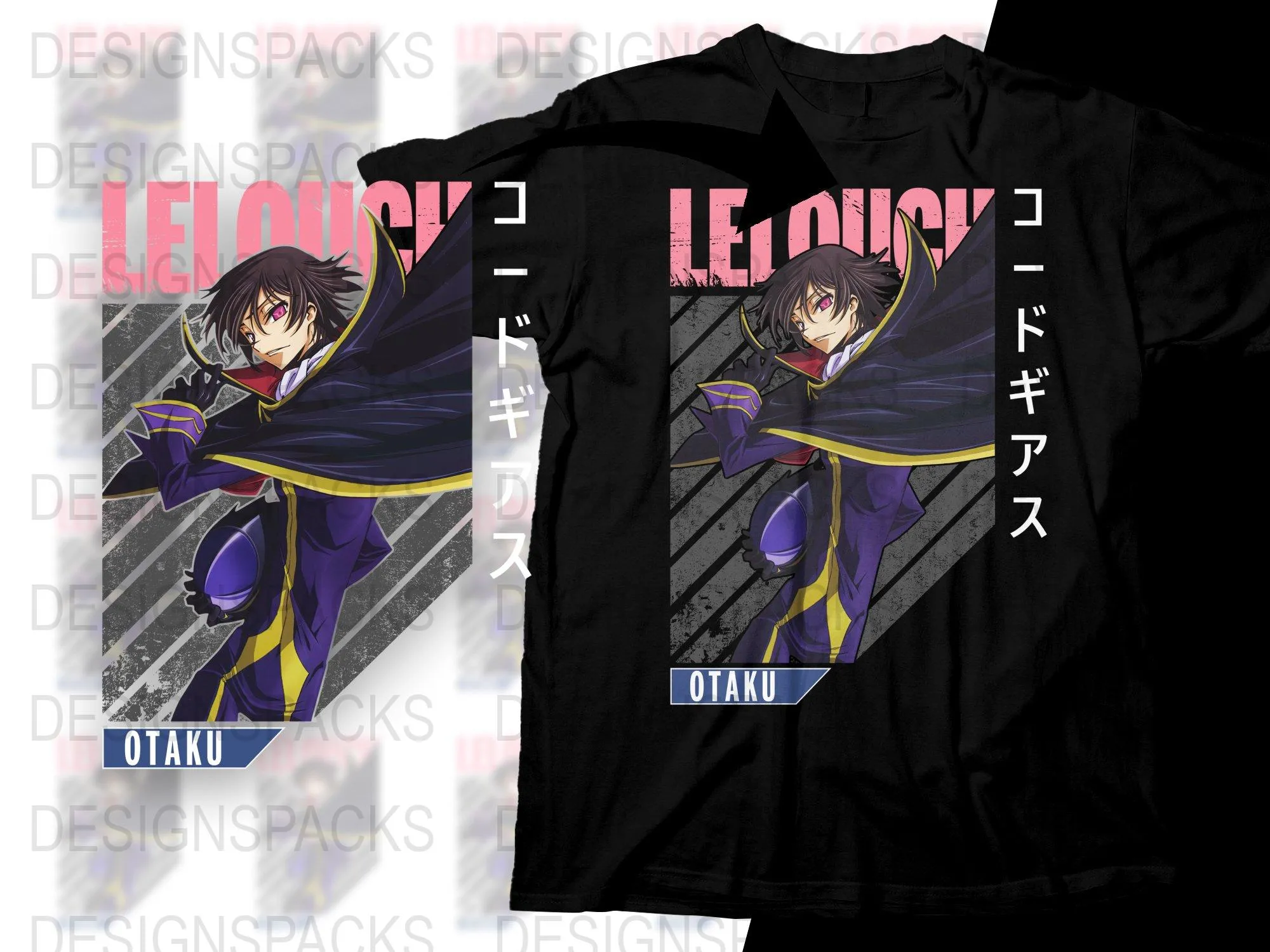 Anime Lelouch Design Graphic Otaku Style Png Digital Download