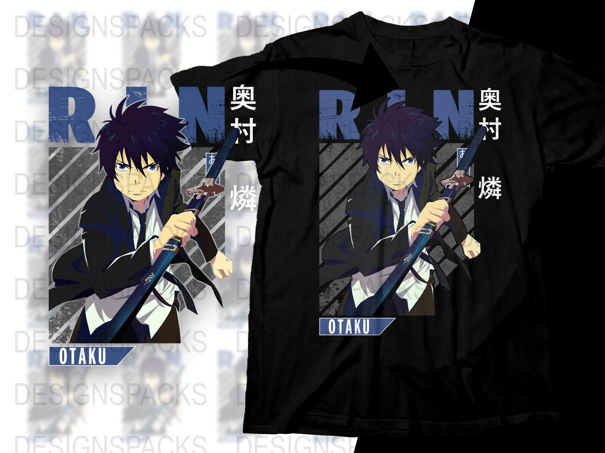 Anime Rin Otaku Graphic Design Tee Png Digital Download