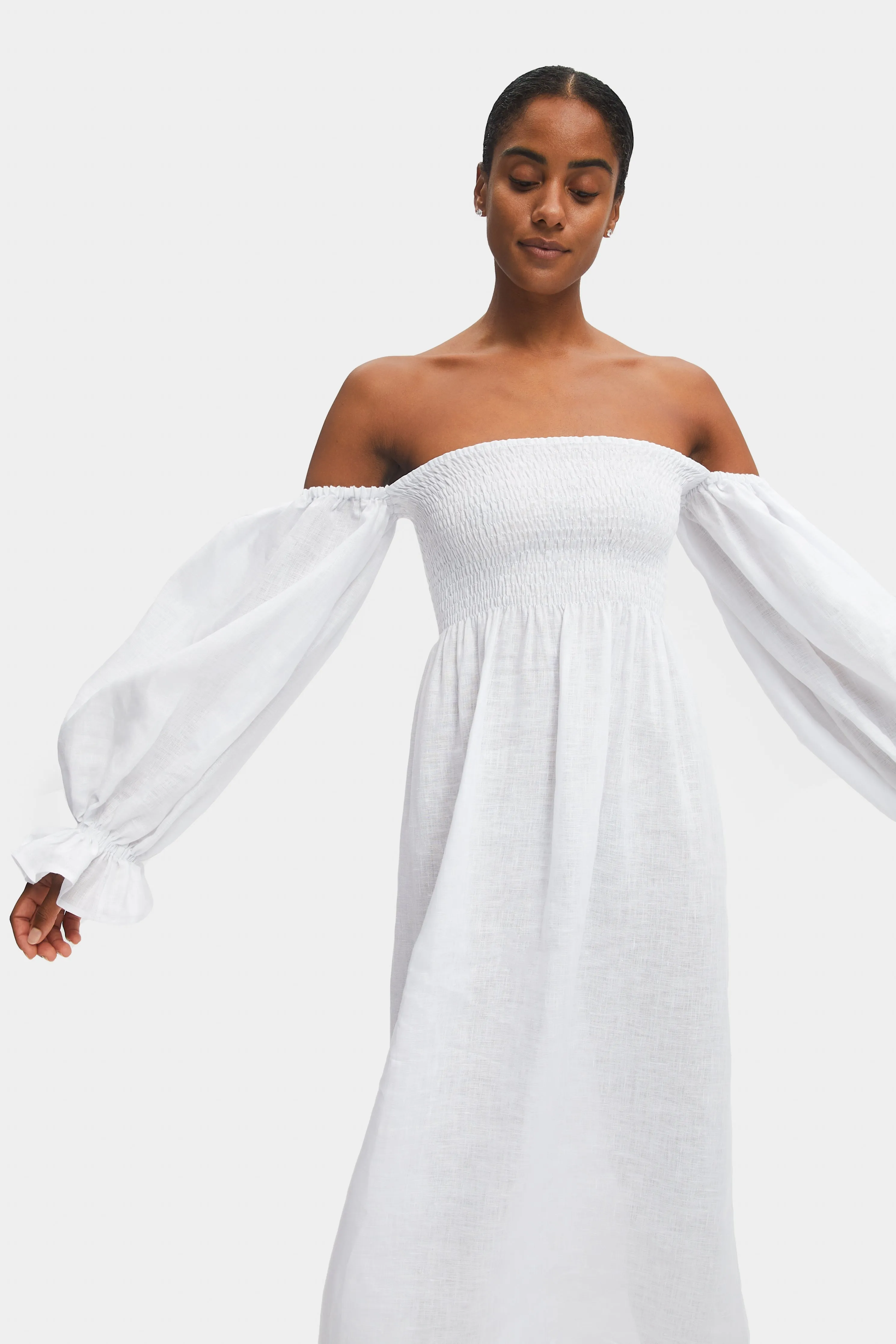 Atlanta Linen Dress in White