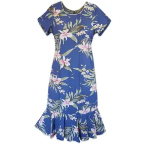 Bamboo Orchid Blue Laka Hawaiian Dress