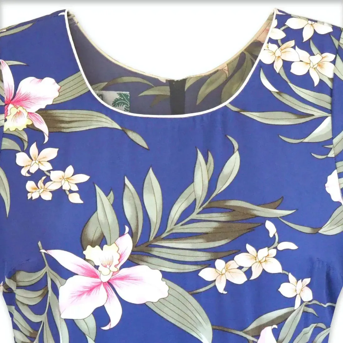 Bamboo Orchid Blue Laka Hawaiian Dress