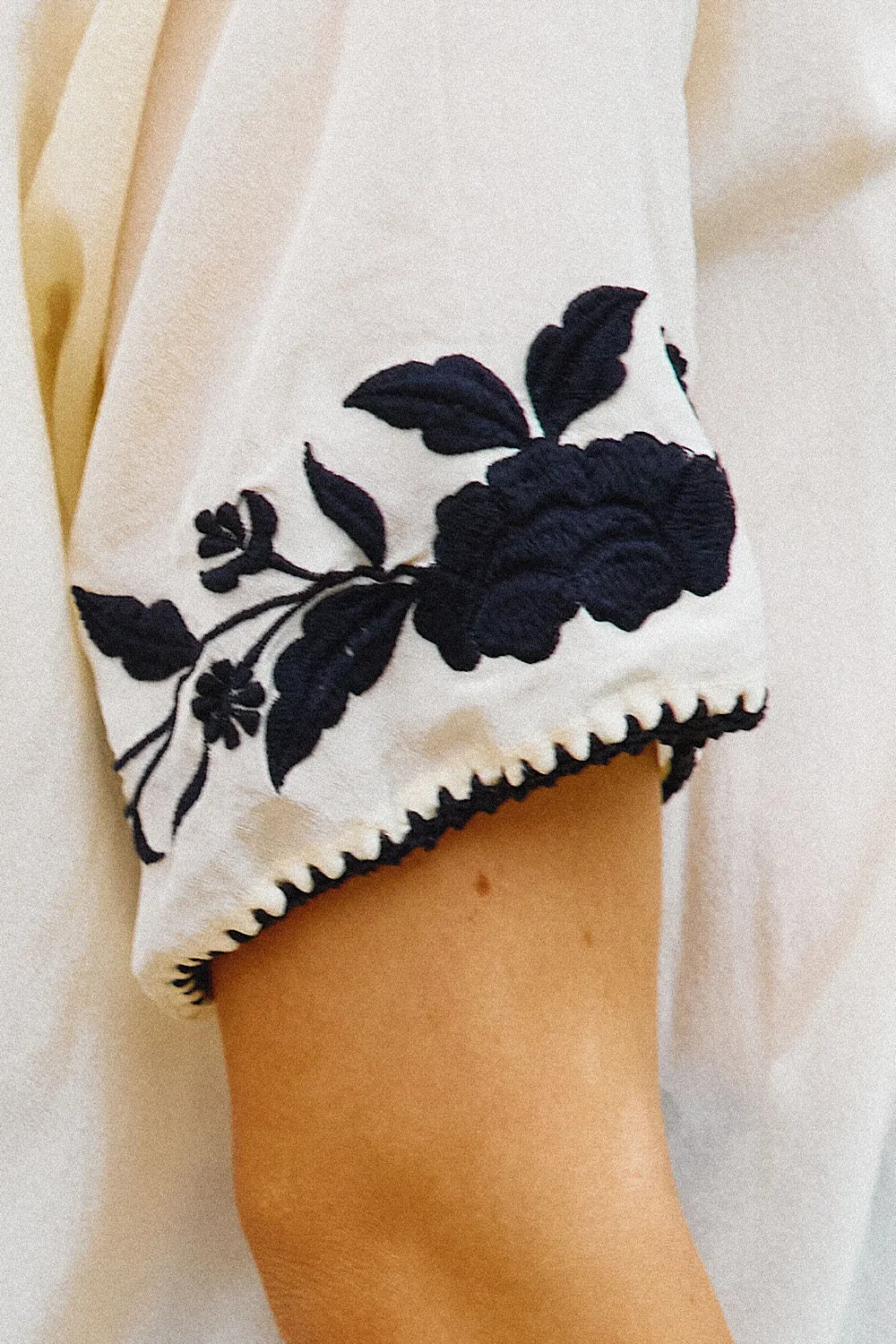 Behave Yourself Oversized Silk Crepe Embroidered Shirt