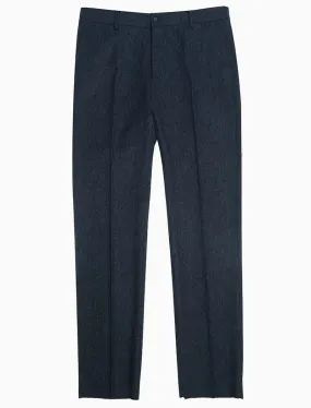 Blue Plain Weave Lambswool Comfort Trousers