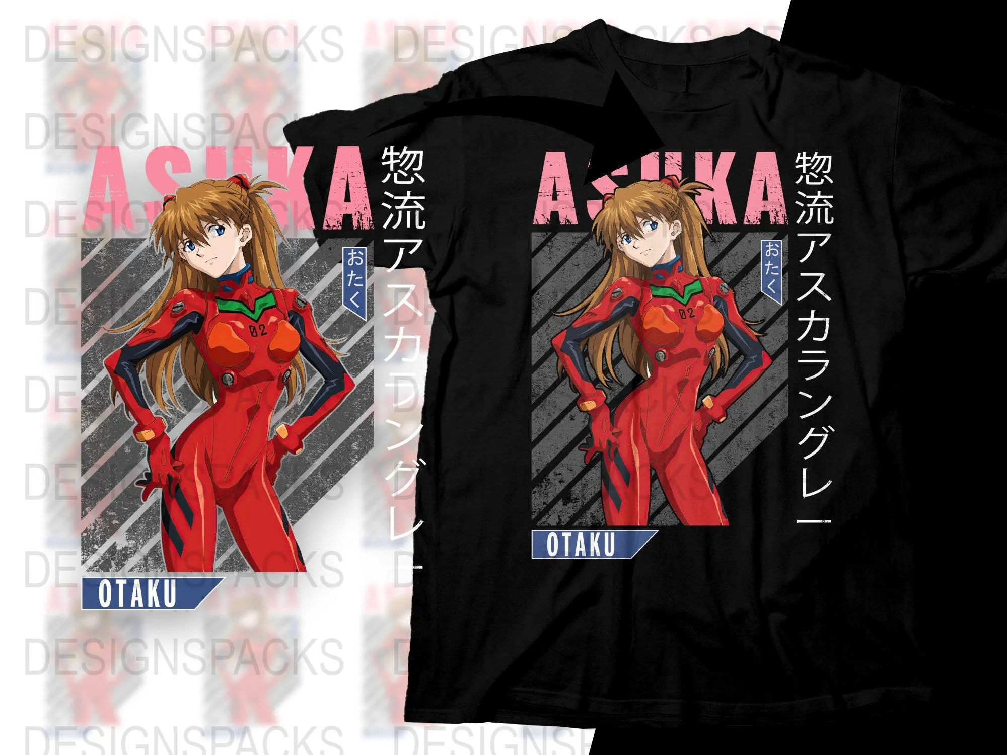 Bold Asuka Otaku Anime Graphic Png Digital Download