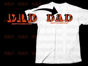 Bold Large DAD Text Happy Father's Day Png Digital Download