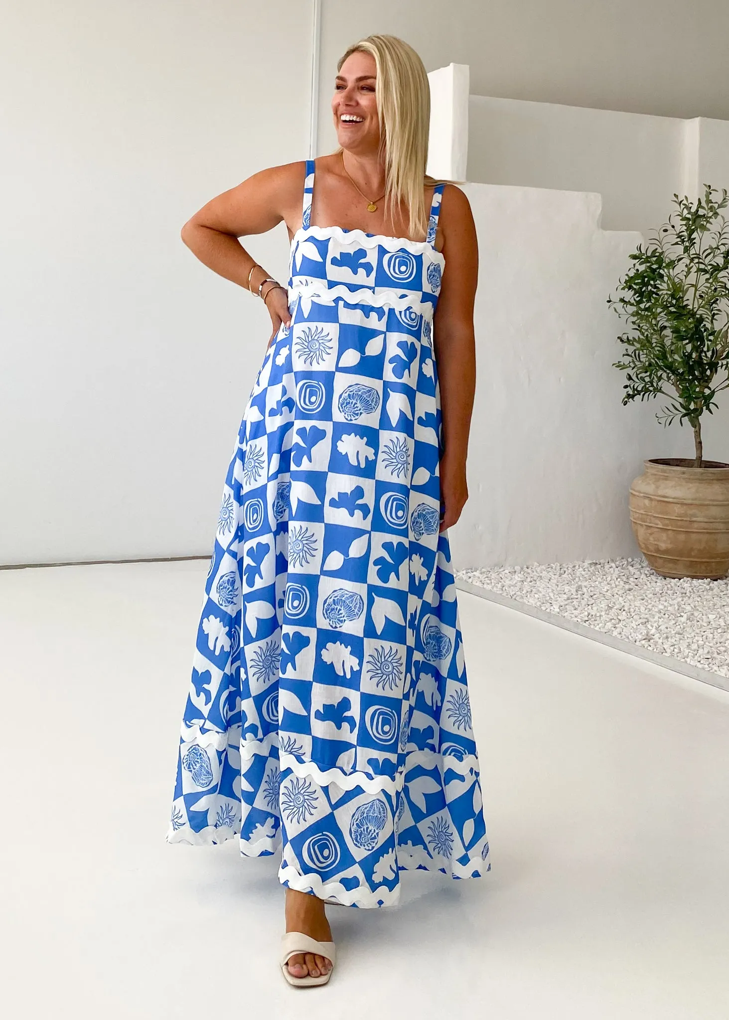 Breezy Maxi Dress - Blue Abstract