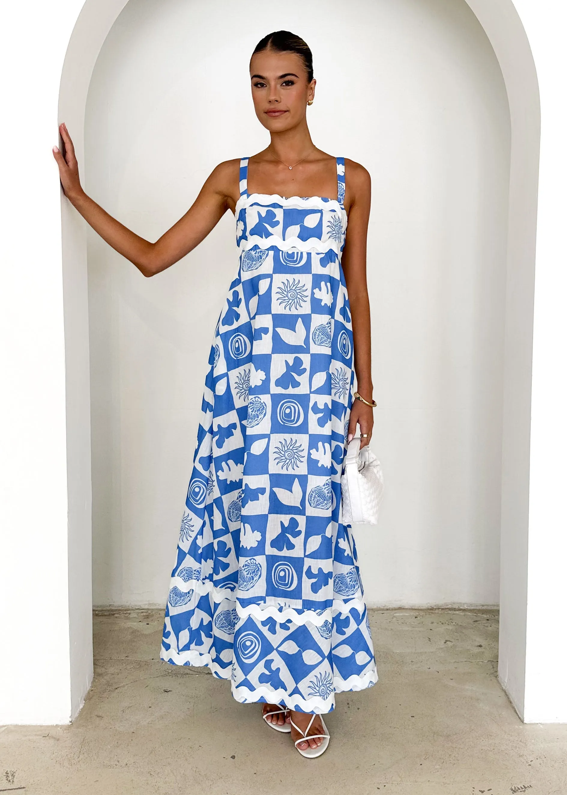 Breezy Maxi Dress - Blue Abstract