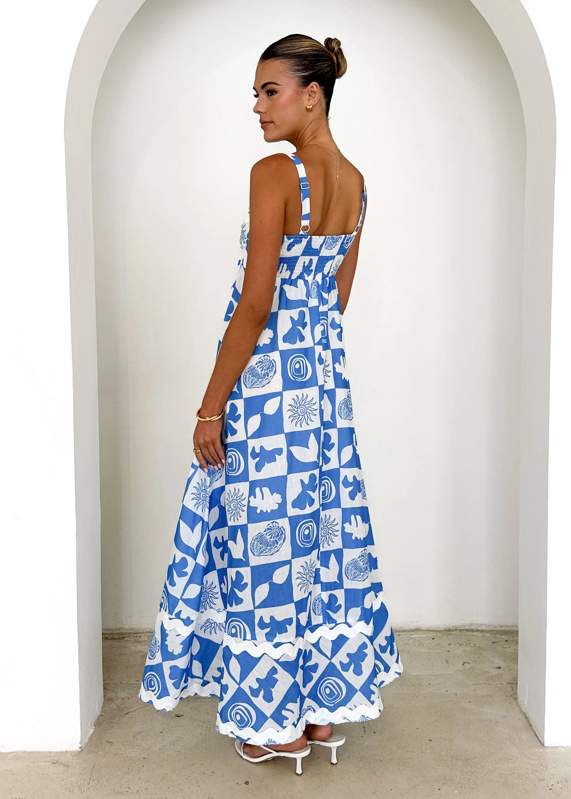 Breezy Maxi Dress - Blue Abstract