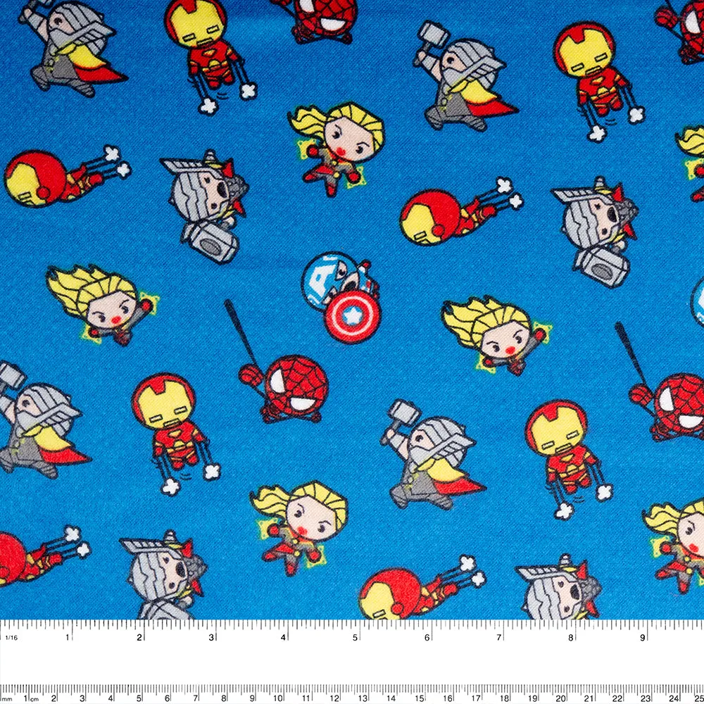 CAMELOT Licensed Bamboo flannelette - Kawaii Avengers - Blue