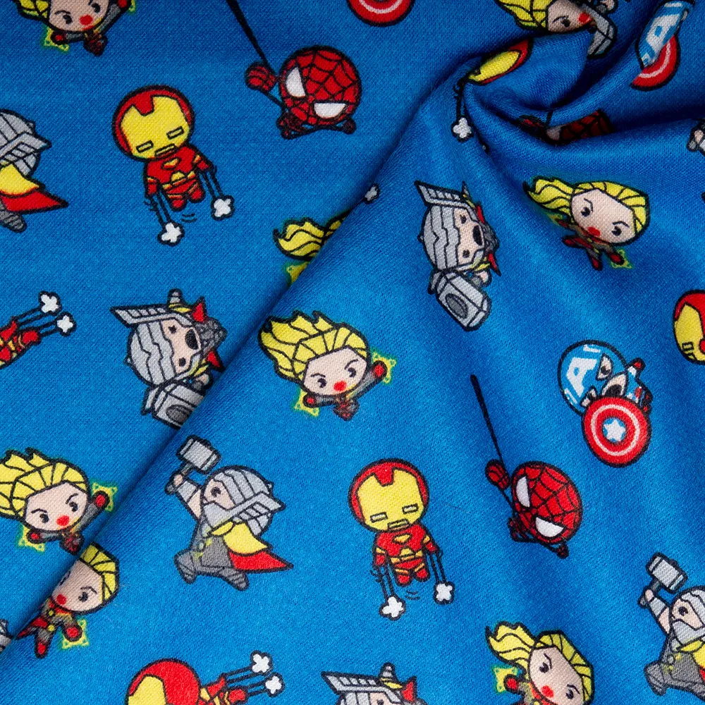 CAMELOT Licensed Bamboo flannelette - Kawaii Avengers - Blue