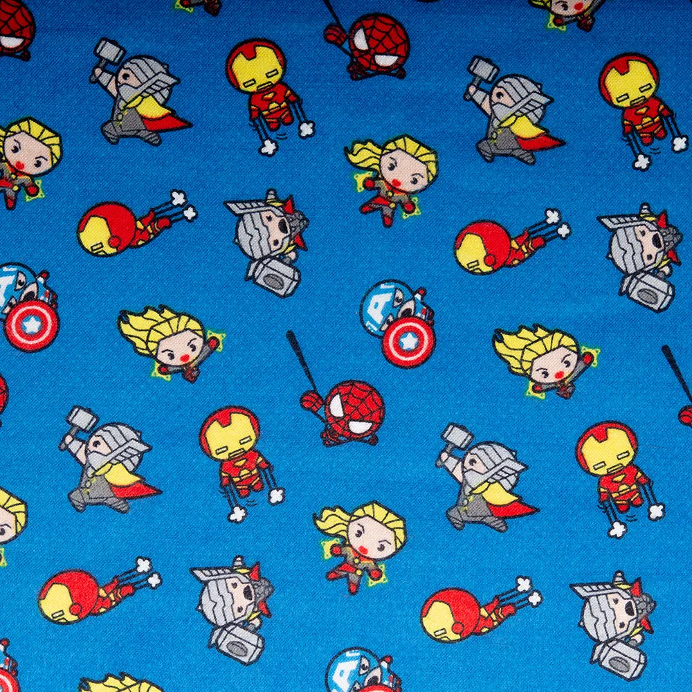 CAMELOT Licensed Bamboo flannelette - Kawaii Avengers - Blue