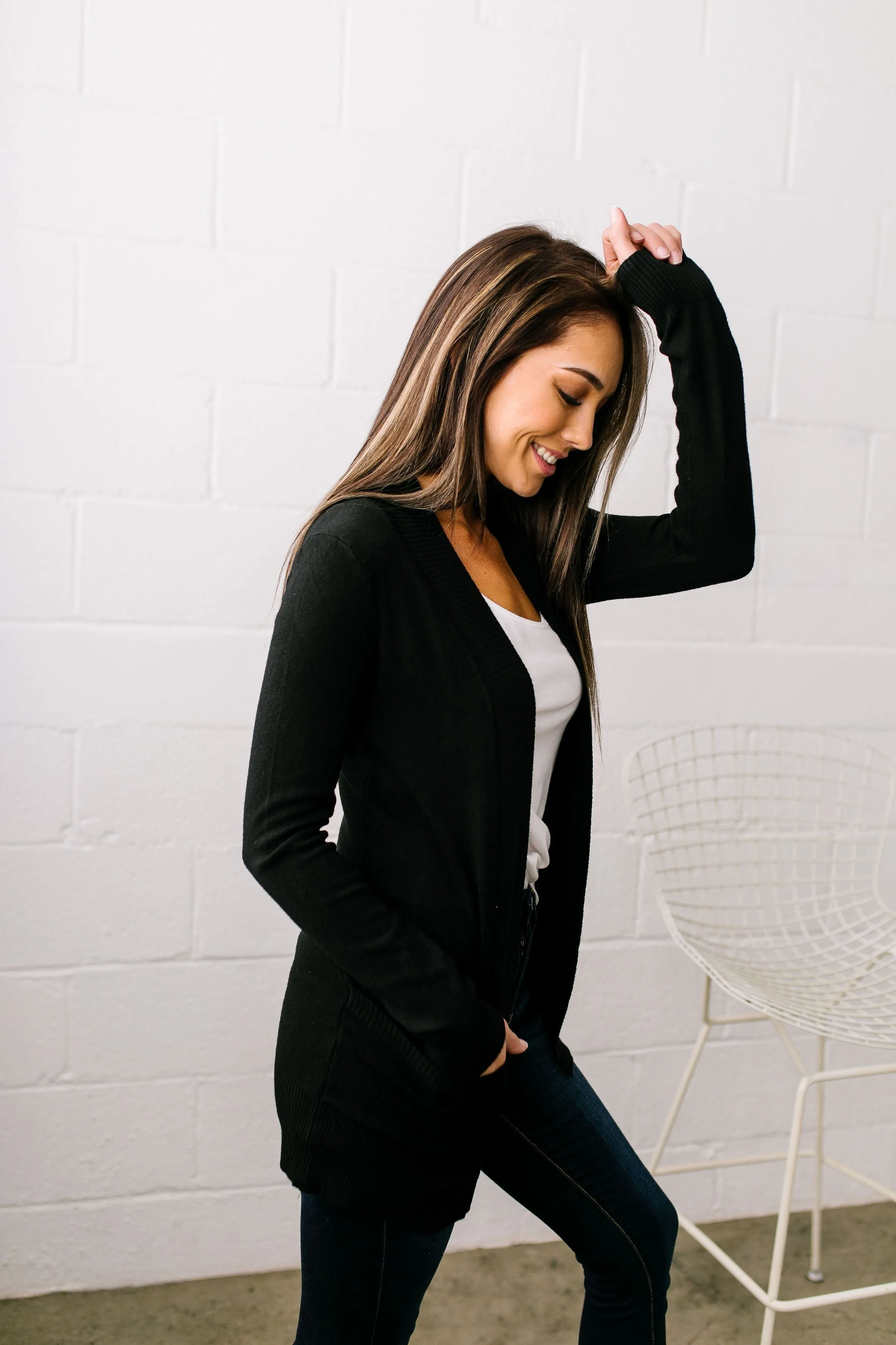 Carefree Casual Cardigan In Black