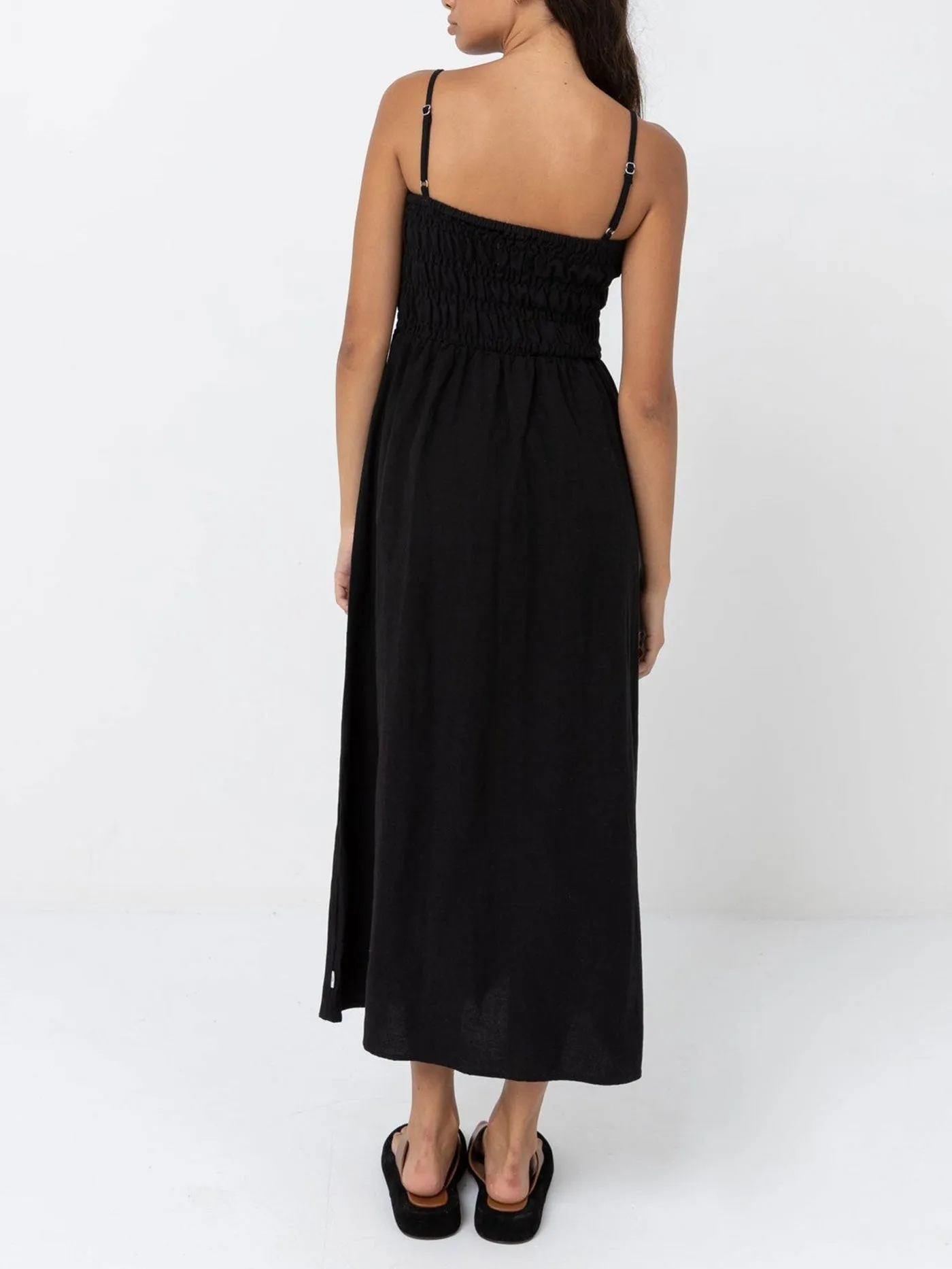 Classic Shirred Midi Dress