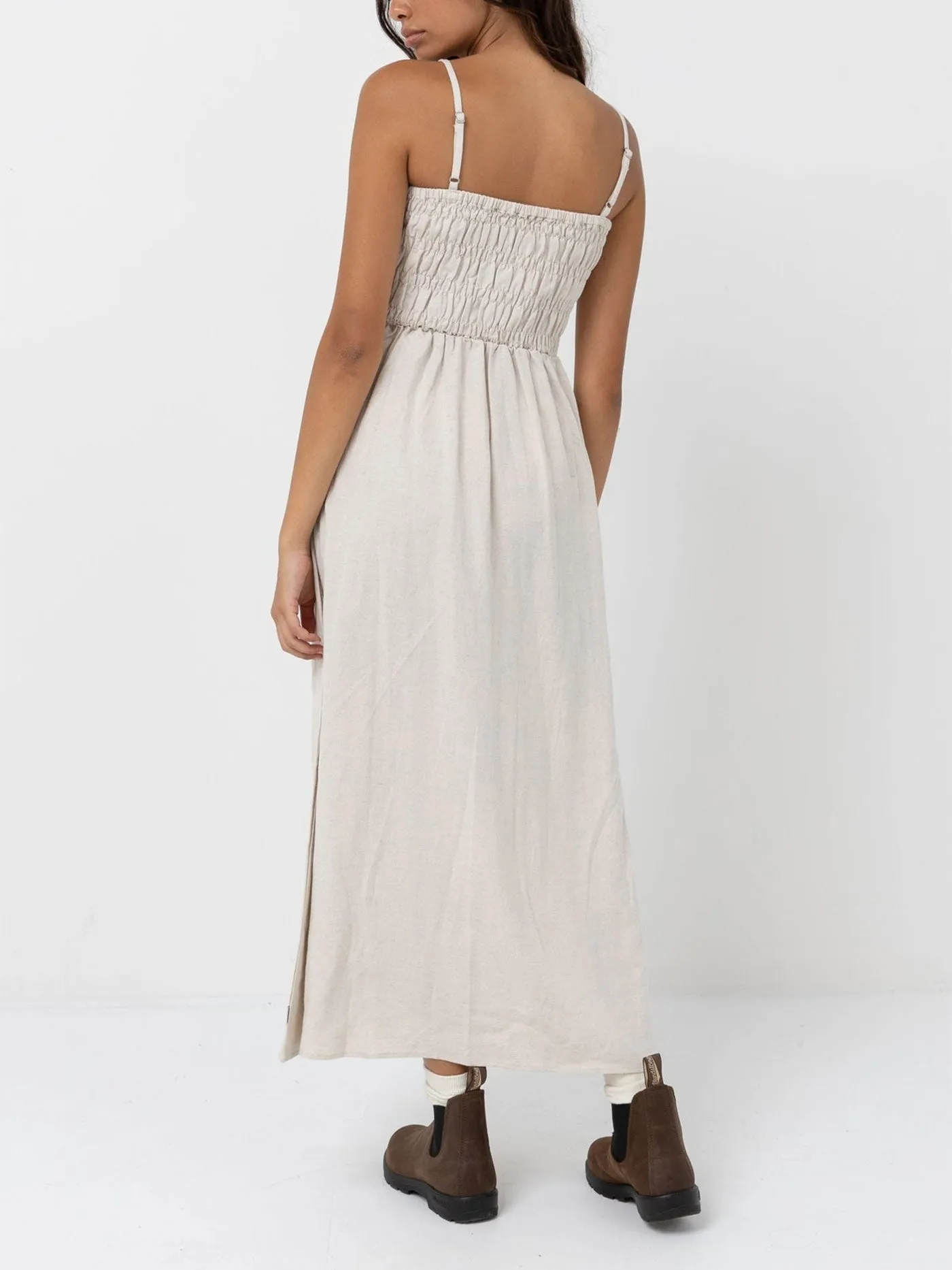 Classic Shirred Midi Dress