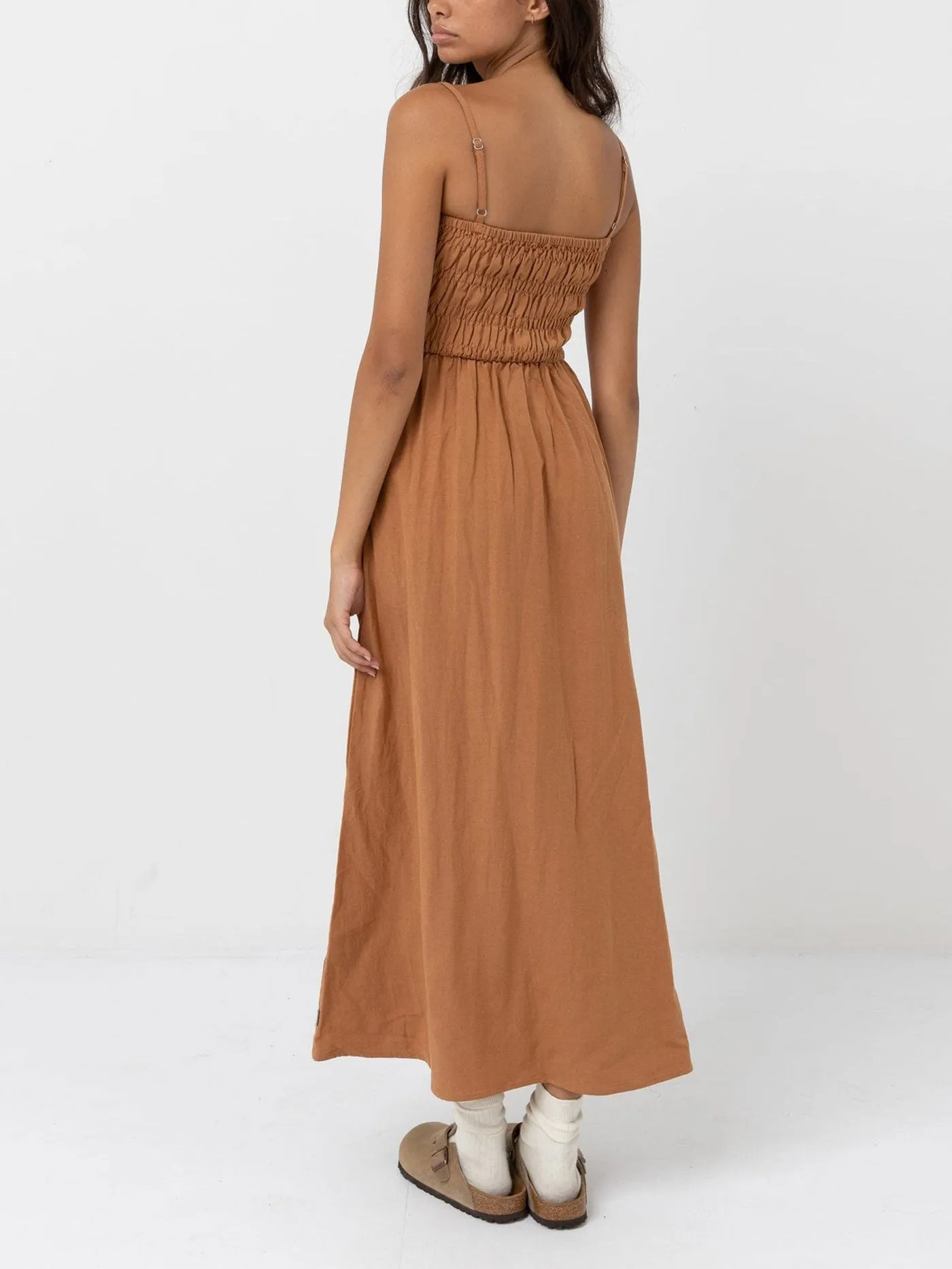 Classic Shirred Midi Dress