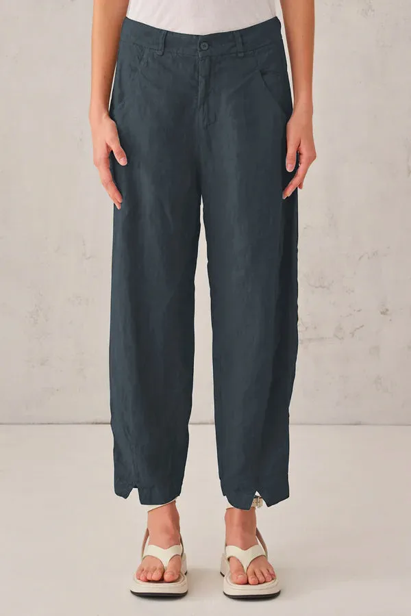 Comfort Fit Linen Trousers - Blue