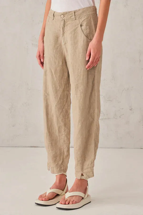 Comfort Fit Linen Trousers - Nut