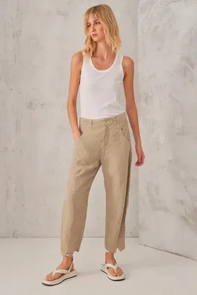 Comfort Fit Linen Trousers - Nut