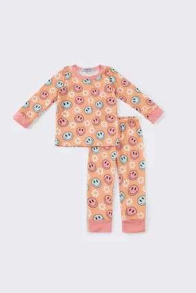 Coral smile girl pajamas set