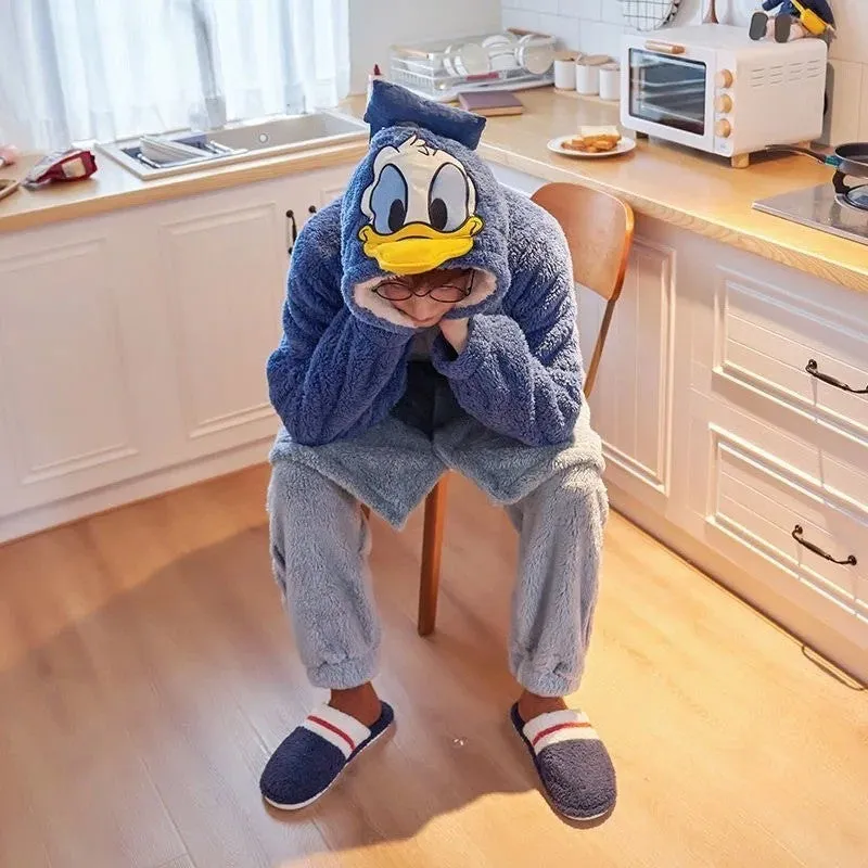 Cozy Donald Duck Hooded Flannel Robe