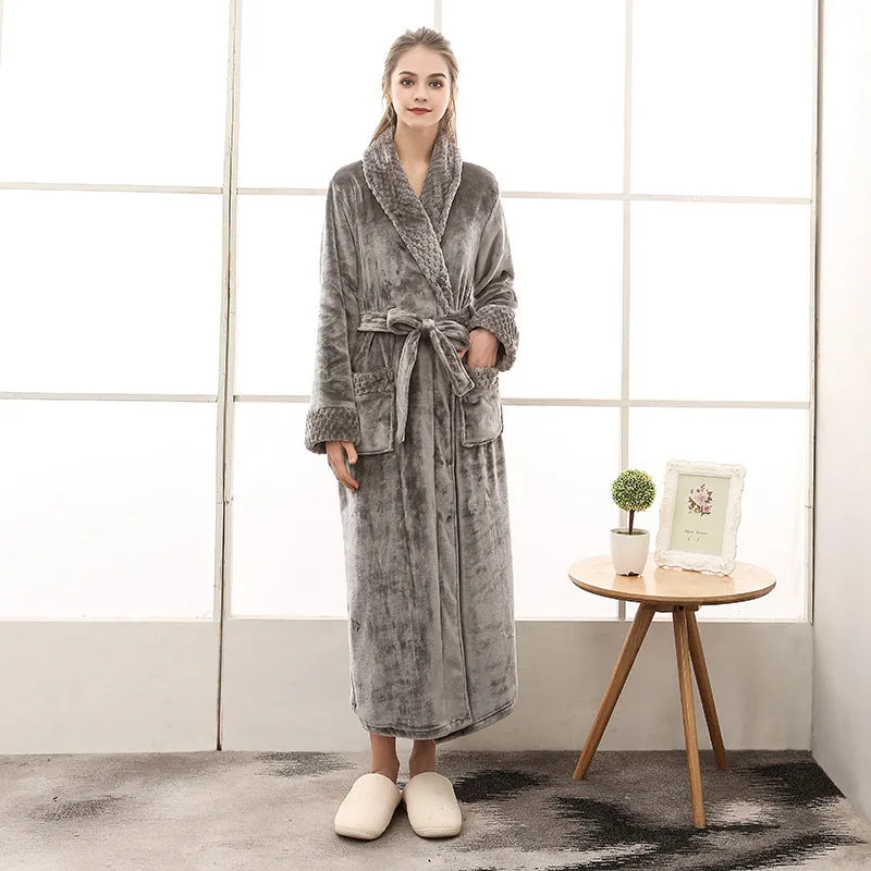 Cozy Long Robe with Long Sleeves in Solid Colors, lioness-love