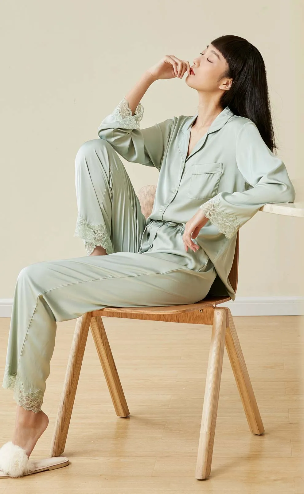 Cozy •  Silk Satin Long Sleeve Pajamas Set