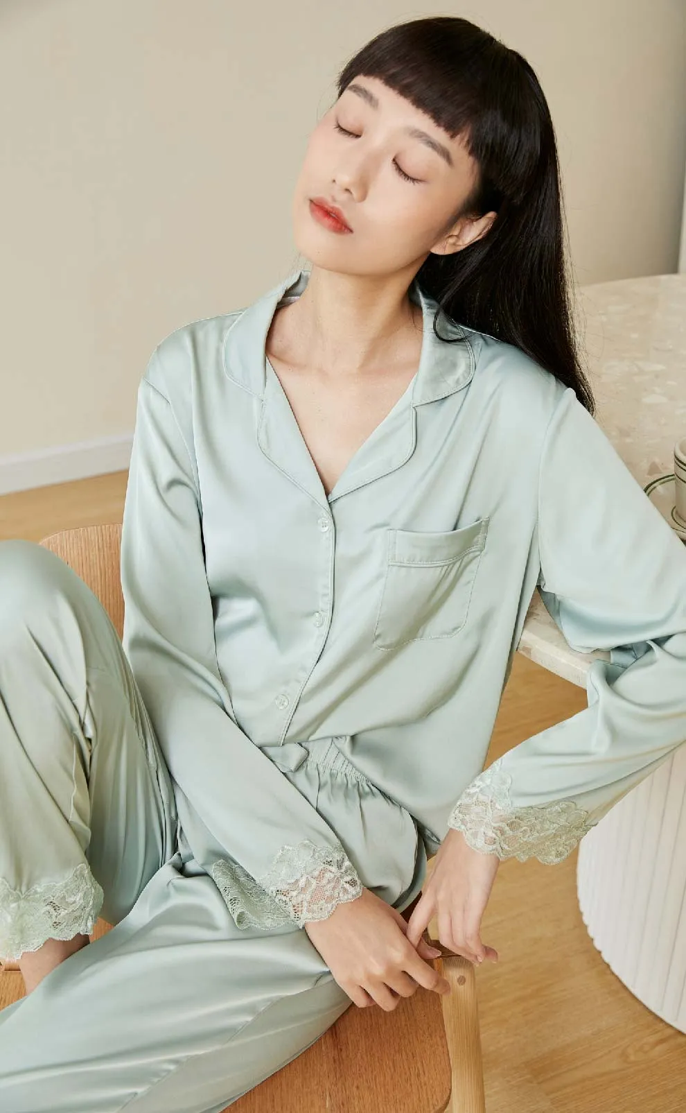 Cozy •  Silk Satin Long Sleeve Pajamas Set