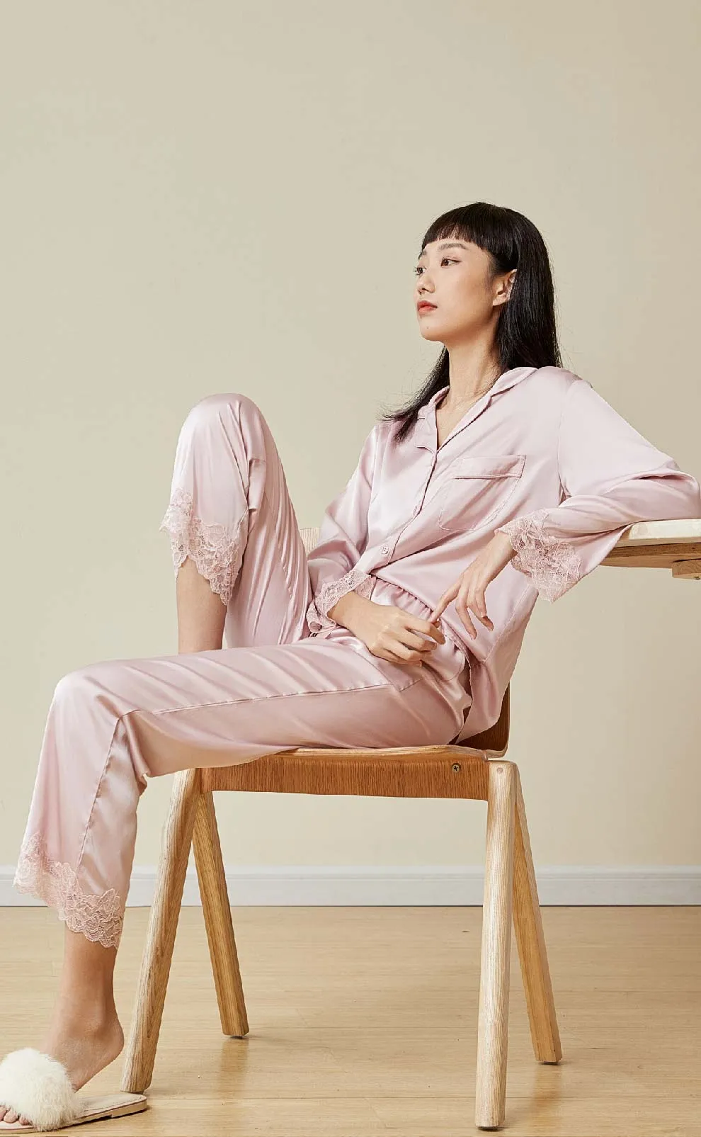 Cozy •  Silk Satin Long Sleeve Pajamas Set