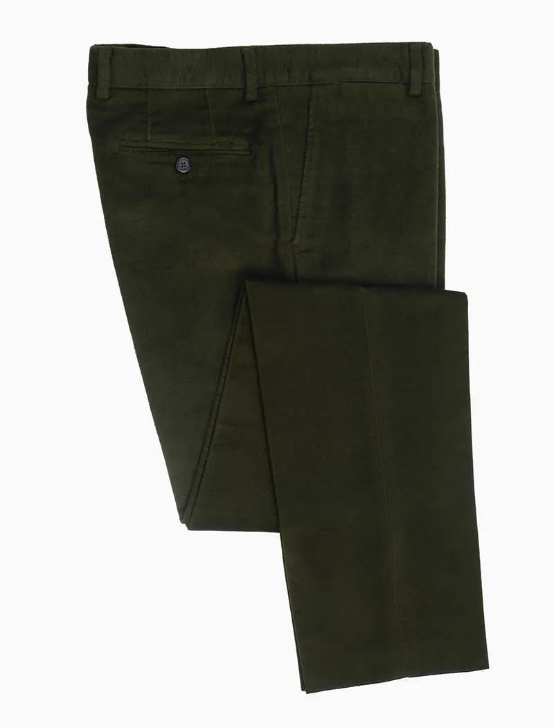 Dark Green Moleskin Comfort Trousers