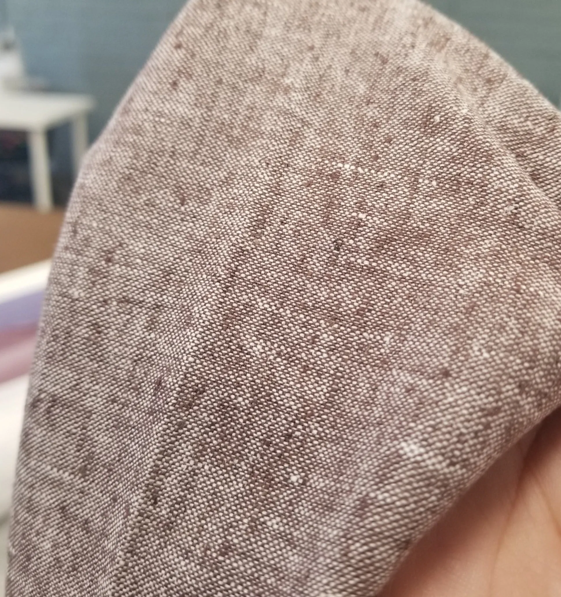 End of Bolt: 2-3/4th yards of Fashion Cotton Linen Spandex Stretch Two Tone Brown Woven-remnant