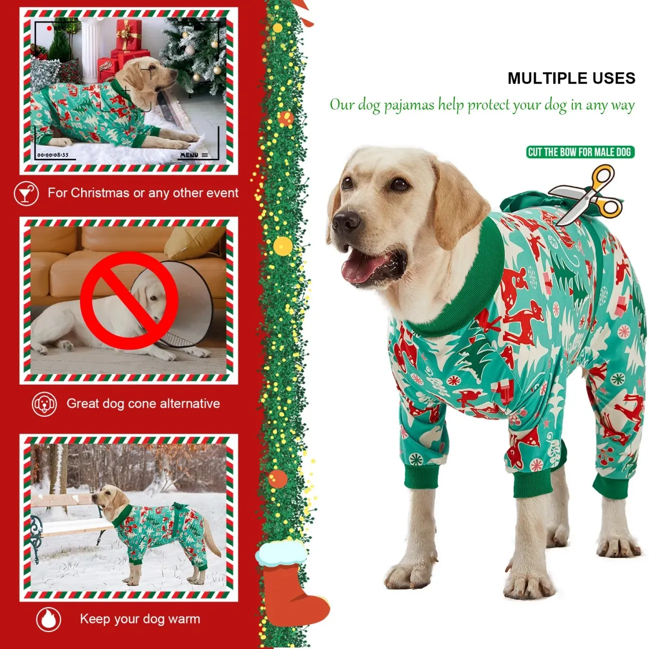 Festive Christmas Pajamas for Large Dogs