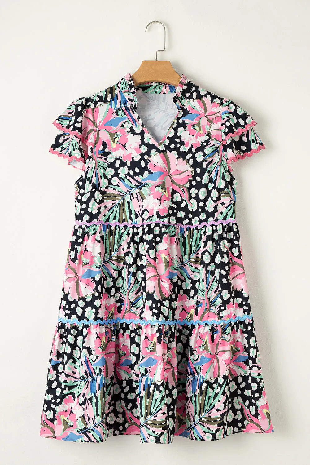 Floral Embellished Tiered Mini Dresses