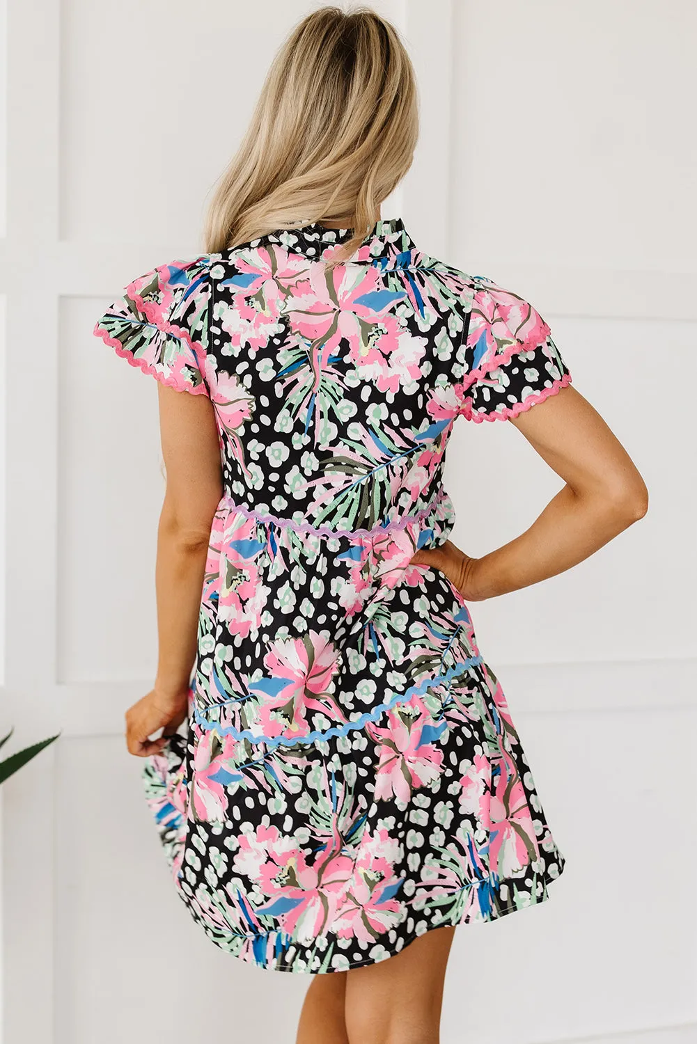 Floral Embellished Tiered Mini Dresses