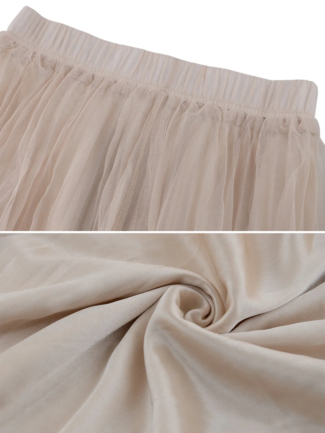 Flowy Tulle Pleated Midi Skirt