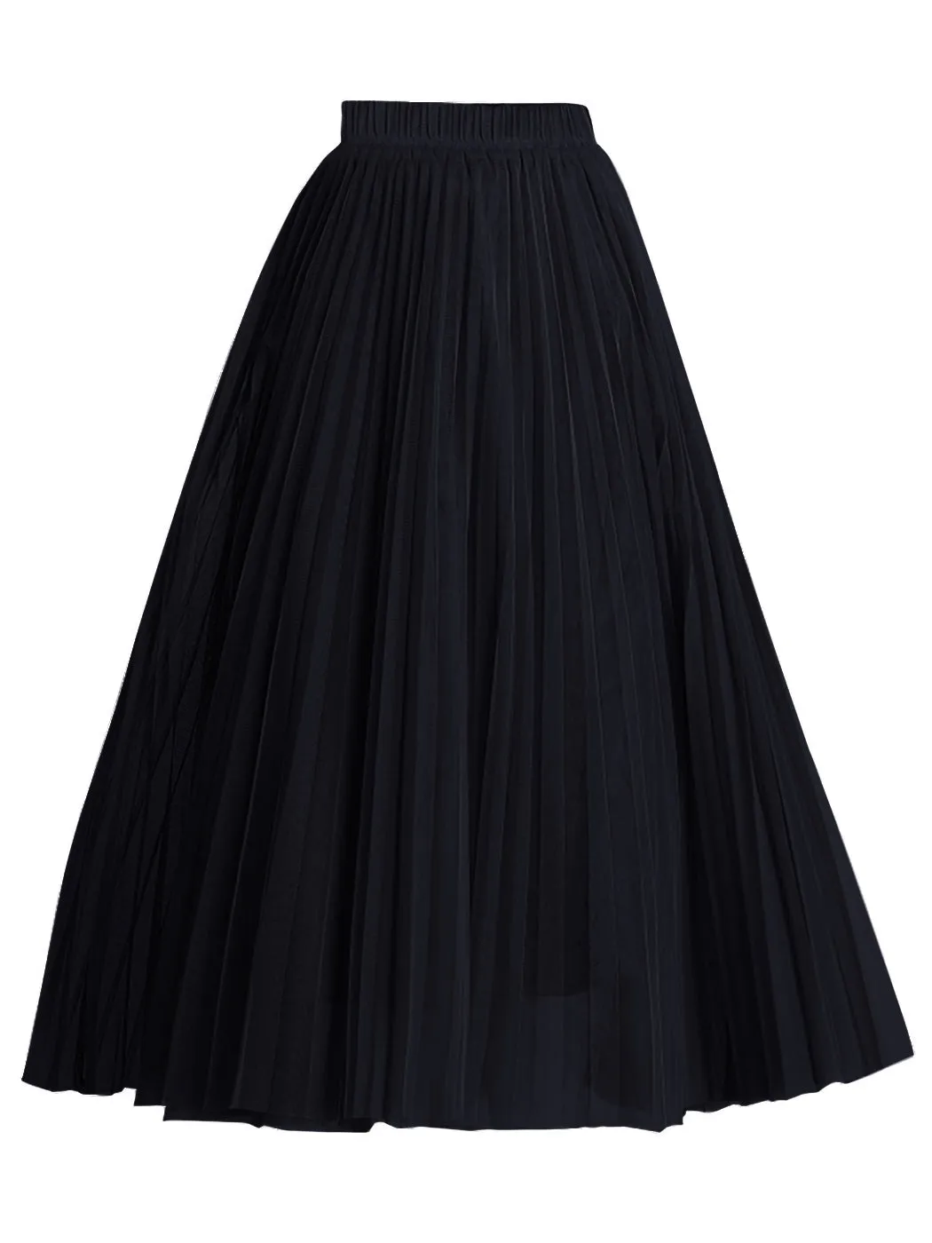 Flowy Tulle Pleated Midi Skirt