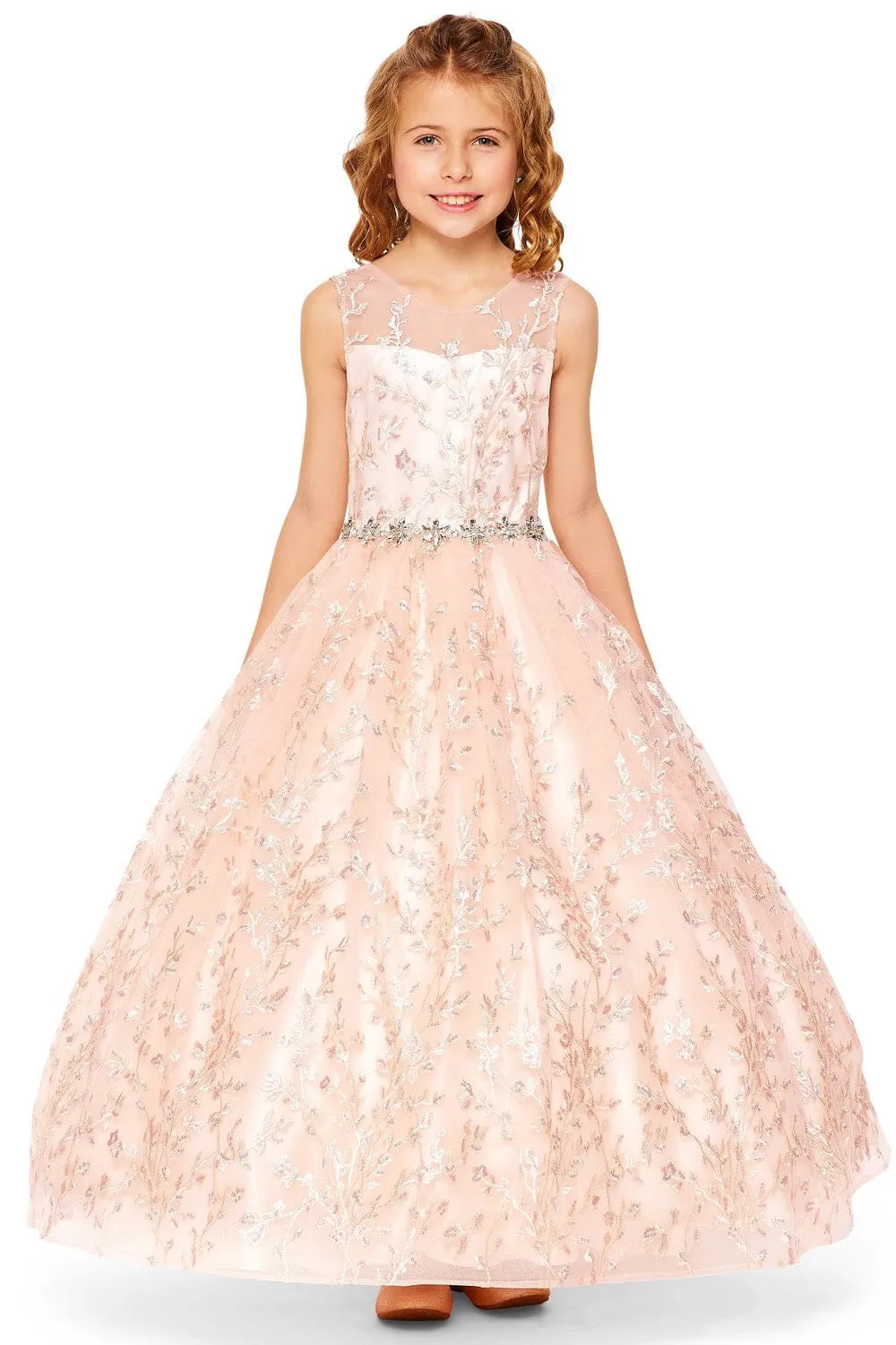 Girls Floral Embroidered Gown by Cinderella Couture 5109