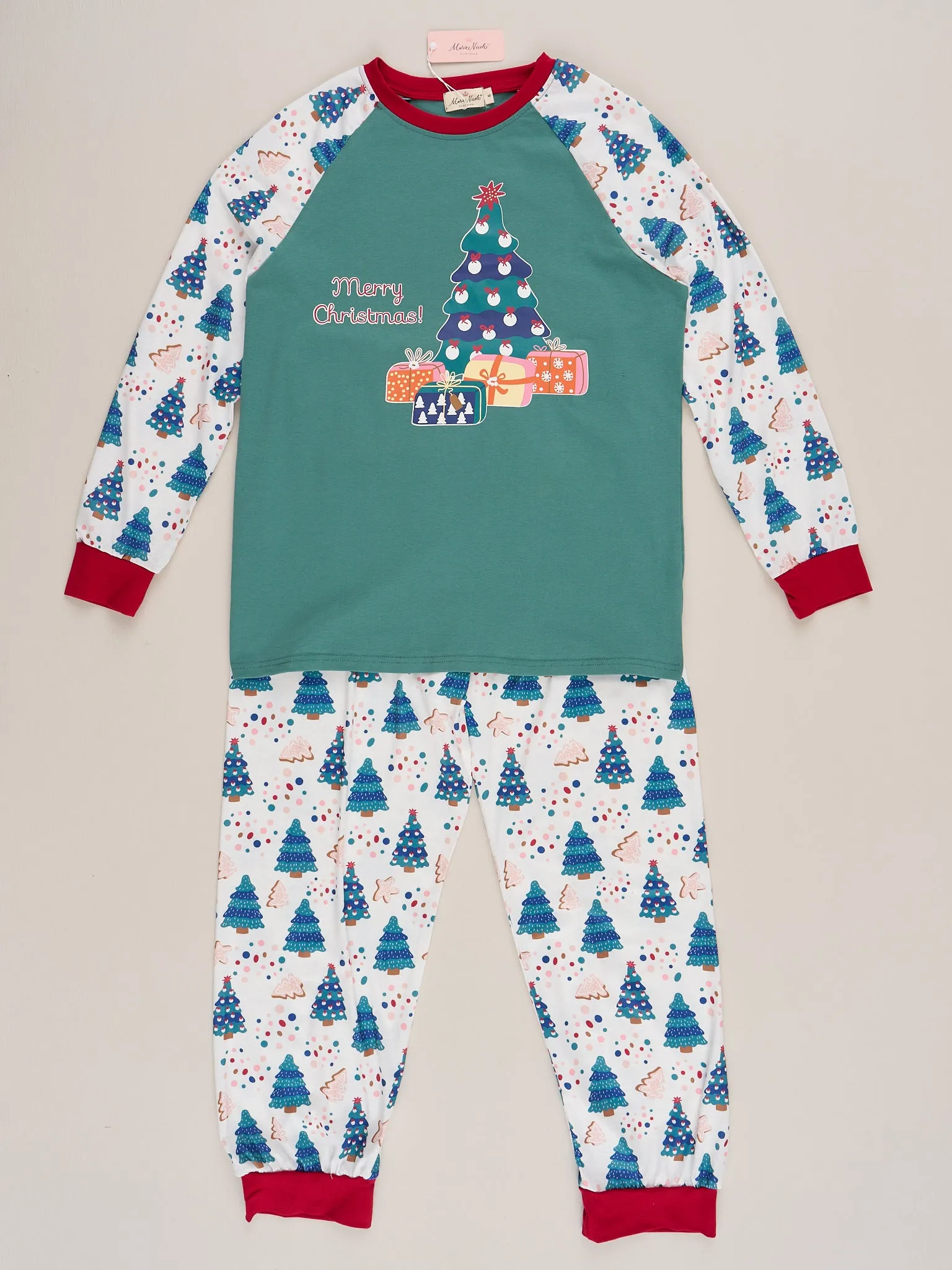 Green Christmas Tree Raglan Family Pajamas