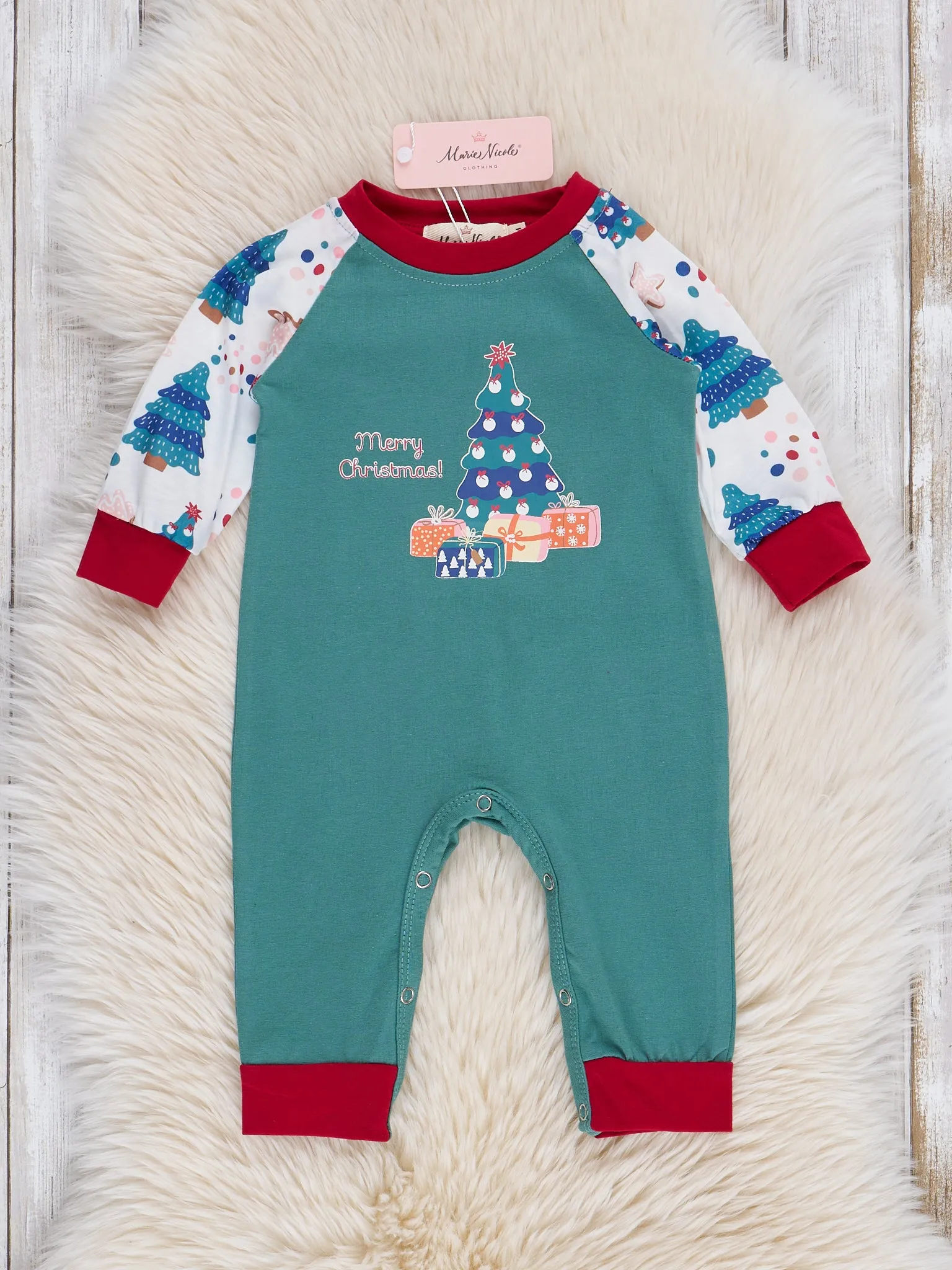 Green Christmas Tree Raglan Family Pajamas