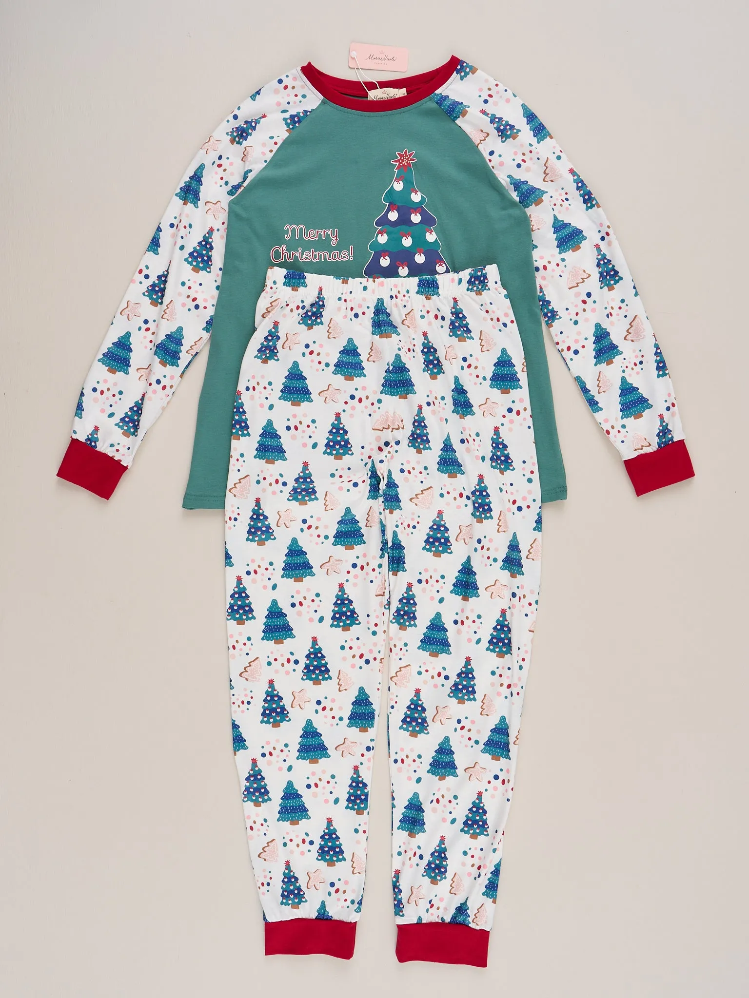 Green Christmas Tree Raglan Family Pajamas