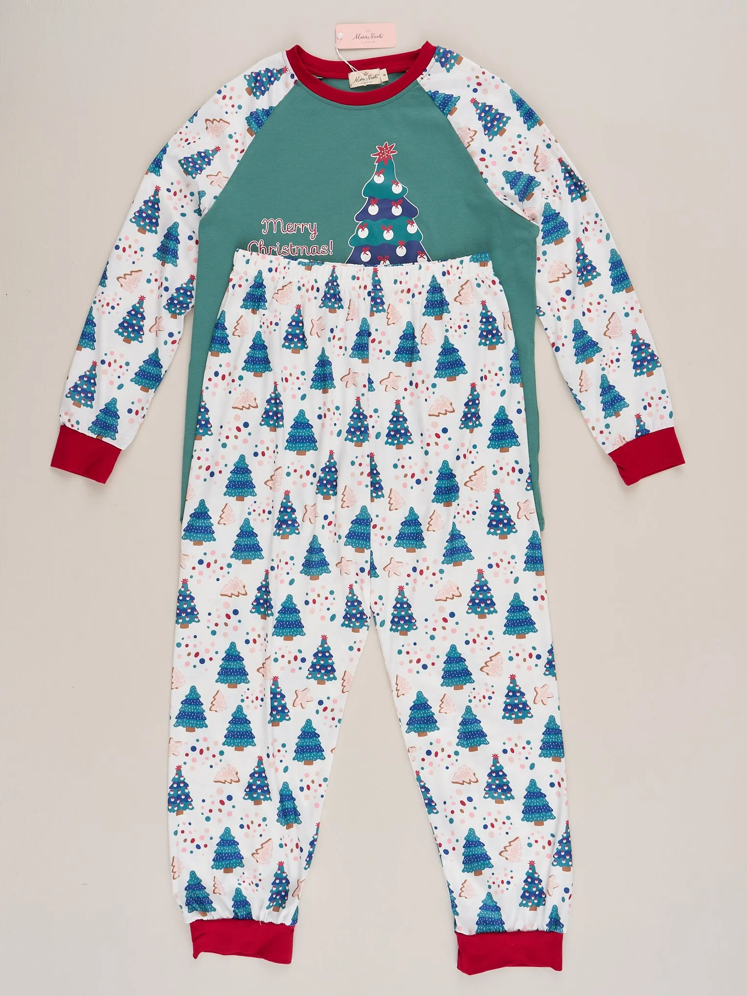 Green Christmas Tree Raglan Family Pajamas