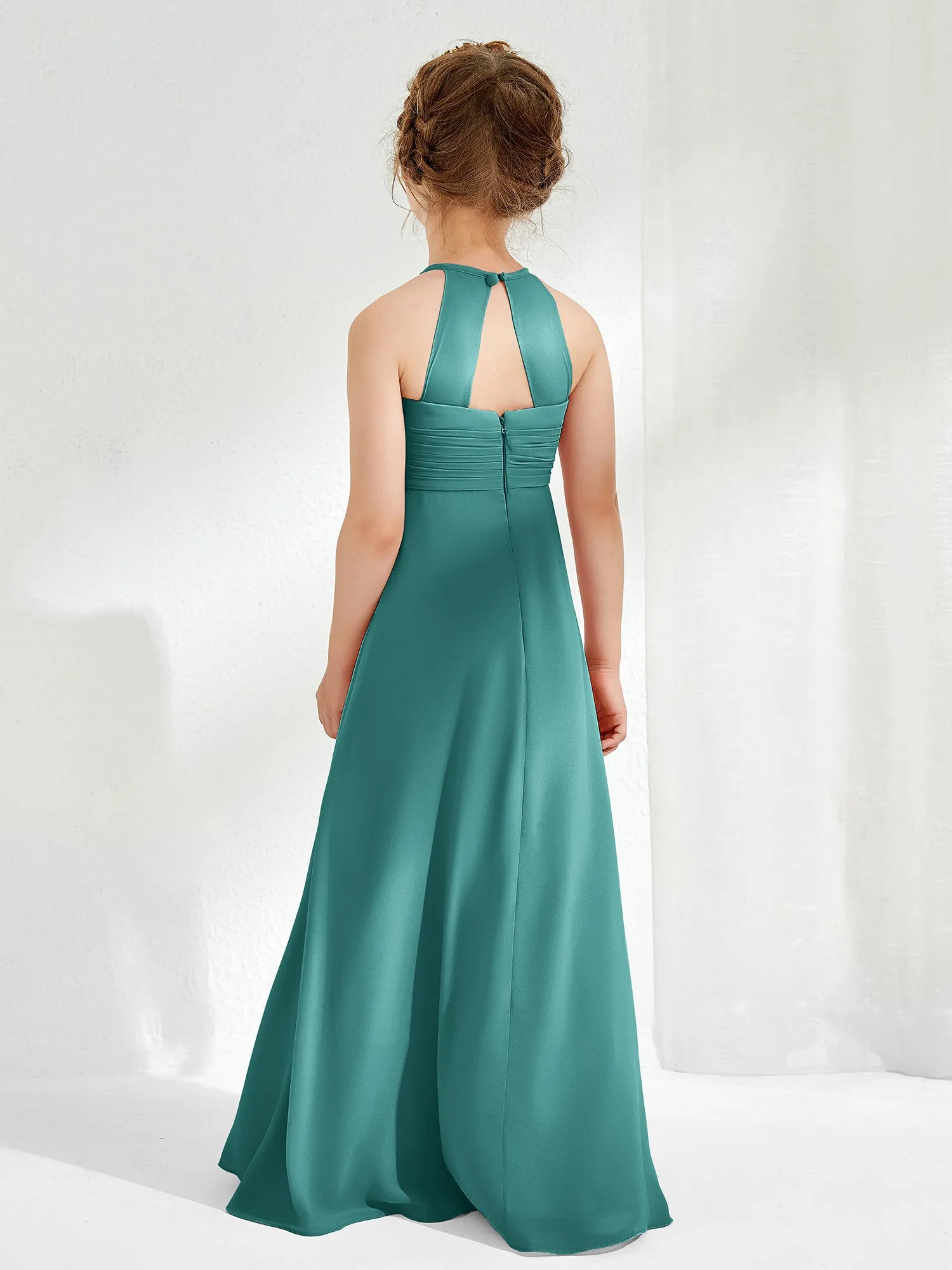 Halter Chiffon Junior Bridesmaid Dresses Jade