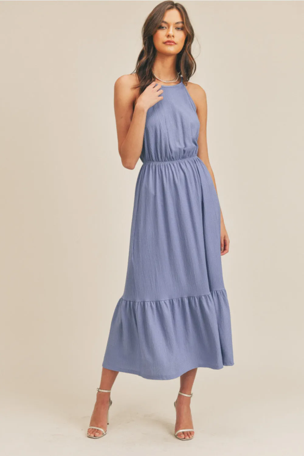 Halter Midi Dress (Blue)