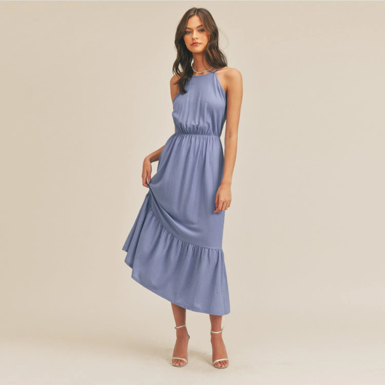 Halter Midi Dress (Blue)