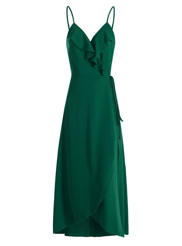 Holiday Suspender Solid Color Chiffon Dress