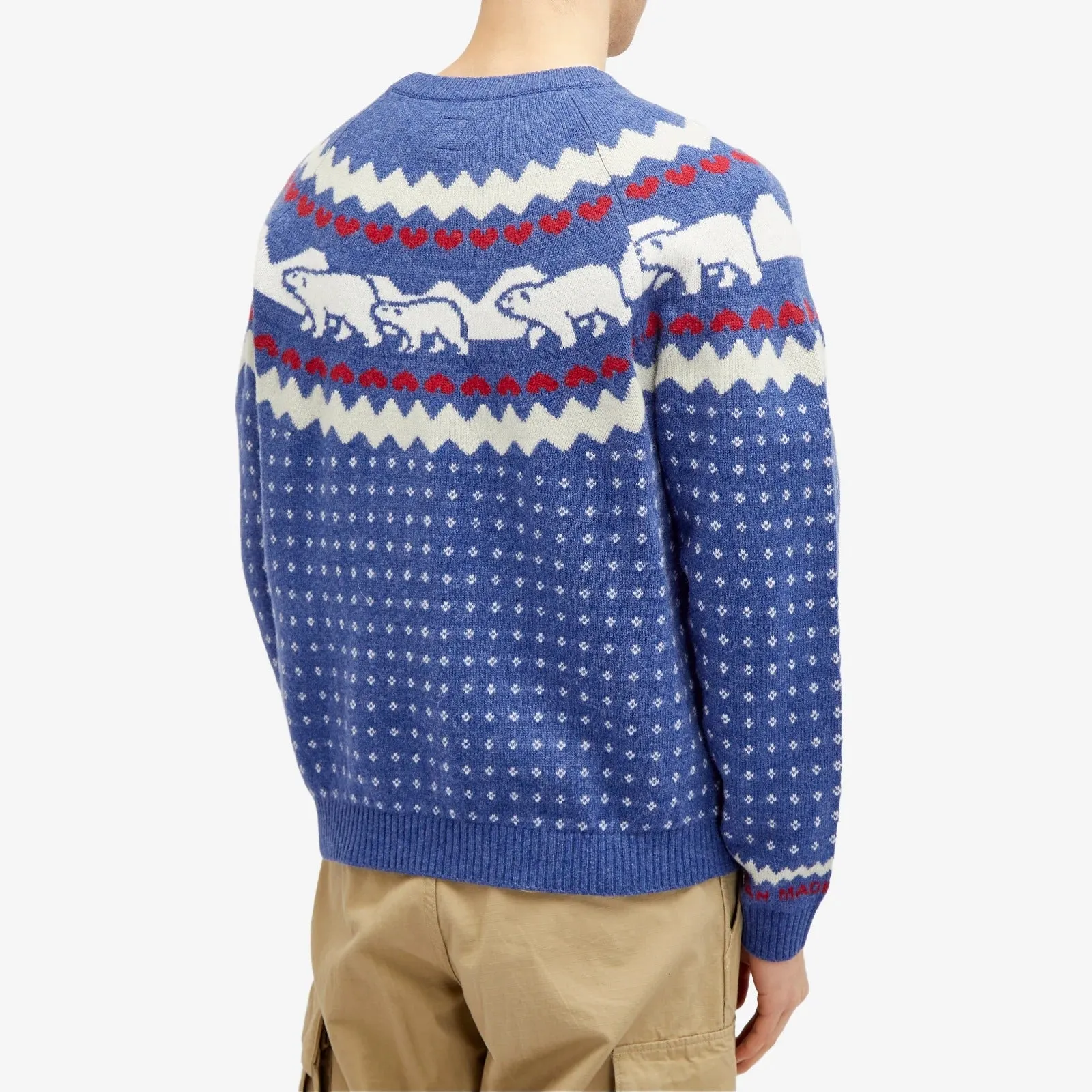 Human Made Nordic Jacquard Knit Jumper, blue/light grey/red