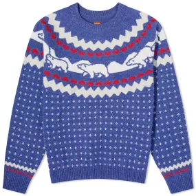 Human Made Nordic Jacquard Knit Jumper, blue/light grey/red