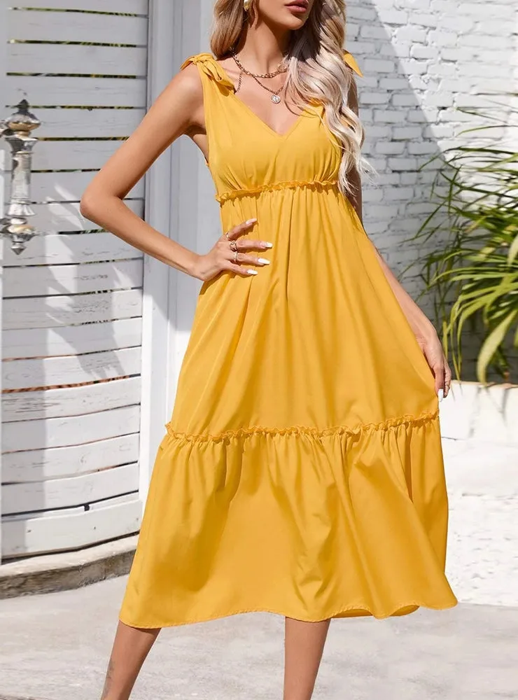 Leisure Holiday Beach V-neck Dress