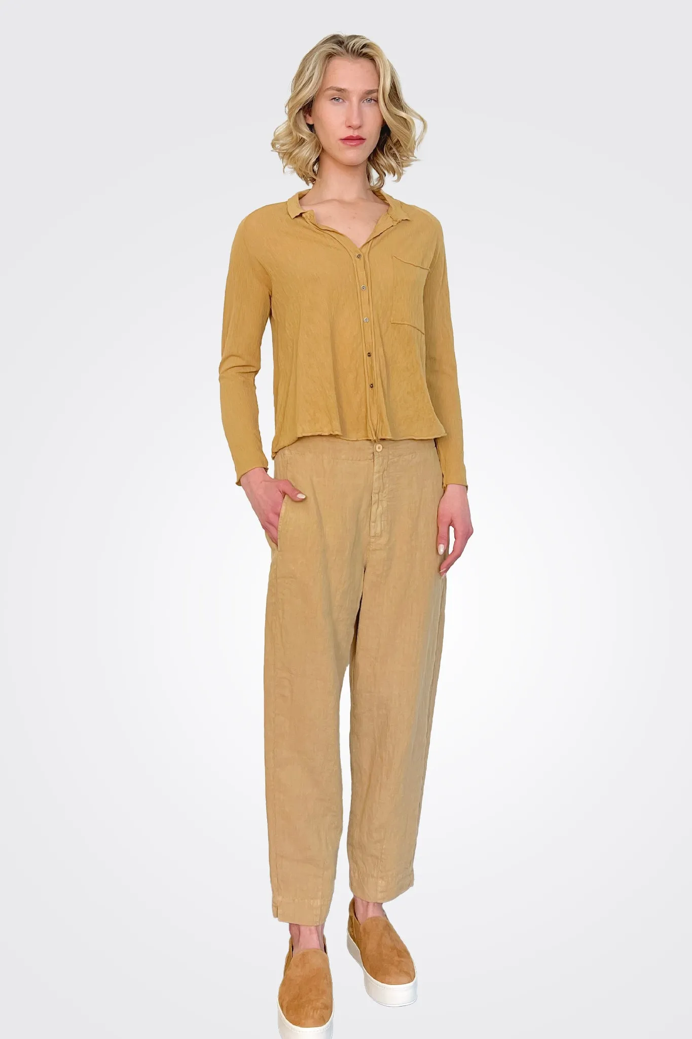 Linen Comfort Trousers - Camel