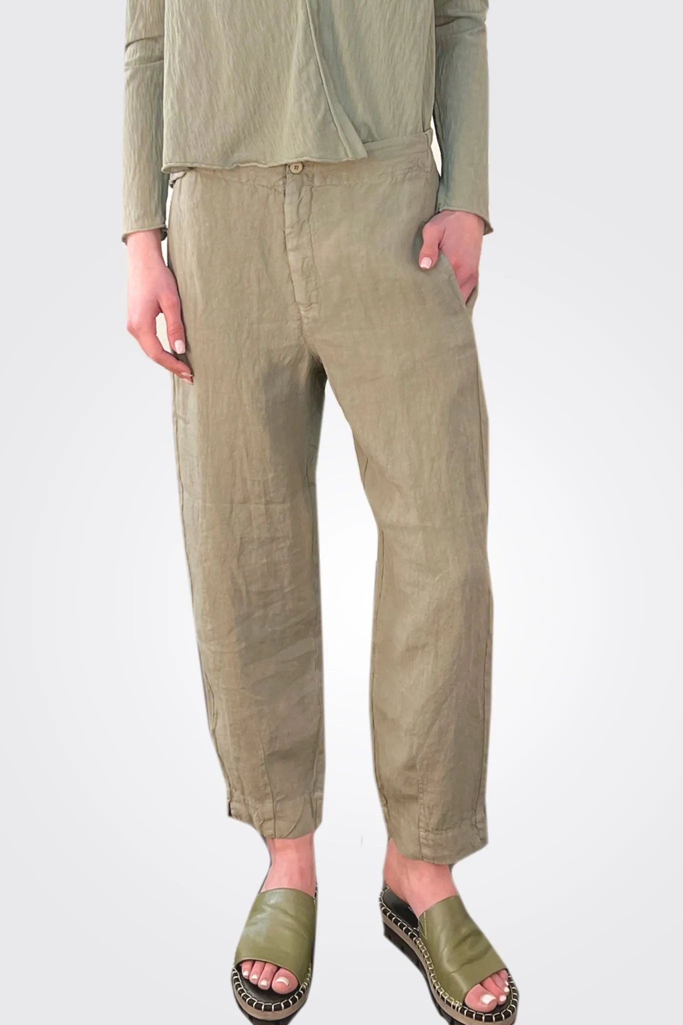 Linen Comfort Trousers - Sage